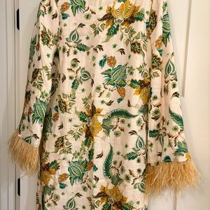 ANTONIO MELANI Cream and Green Patterned Dress